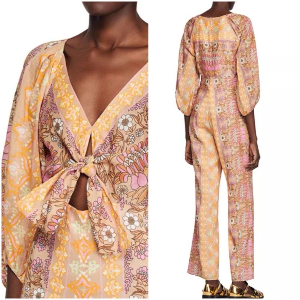 NWT $565 SANDRO PARIS Dieppe Printed Wide Leg
Jumpsuit SZ 40 US 8